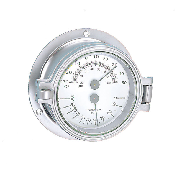 Thermo Hygrometer Silver 75mm