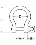 Stainless Bow Shackle - dimensions